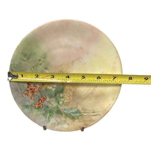 Vintage Antique 7.5" Hand Painted Floral Design Cabinet Plate Artist Signed - Picture 4 of 4